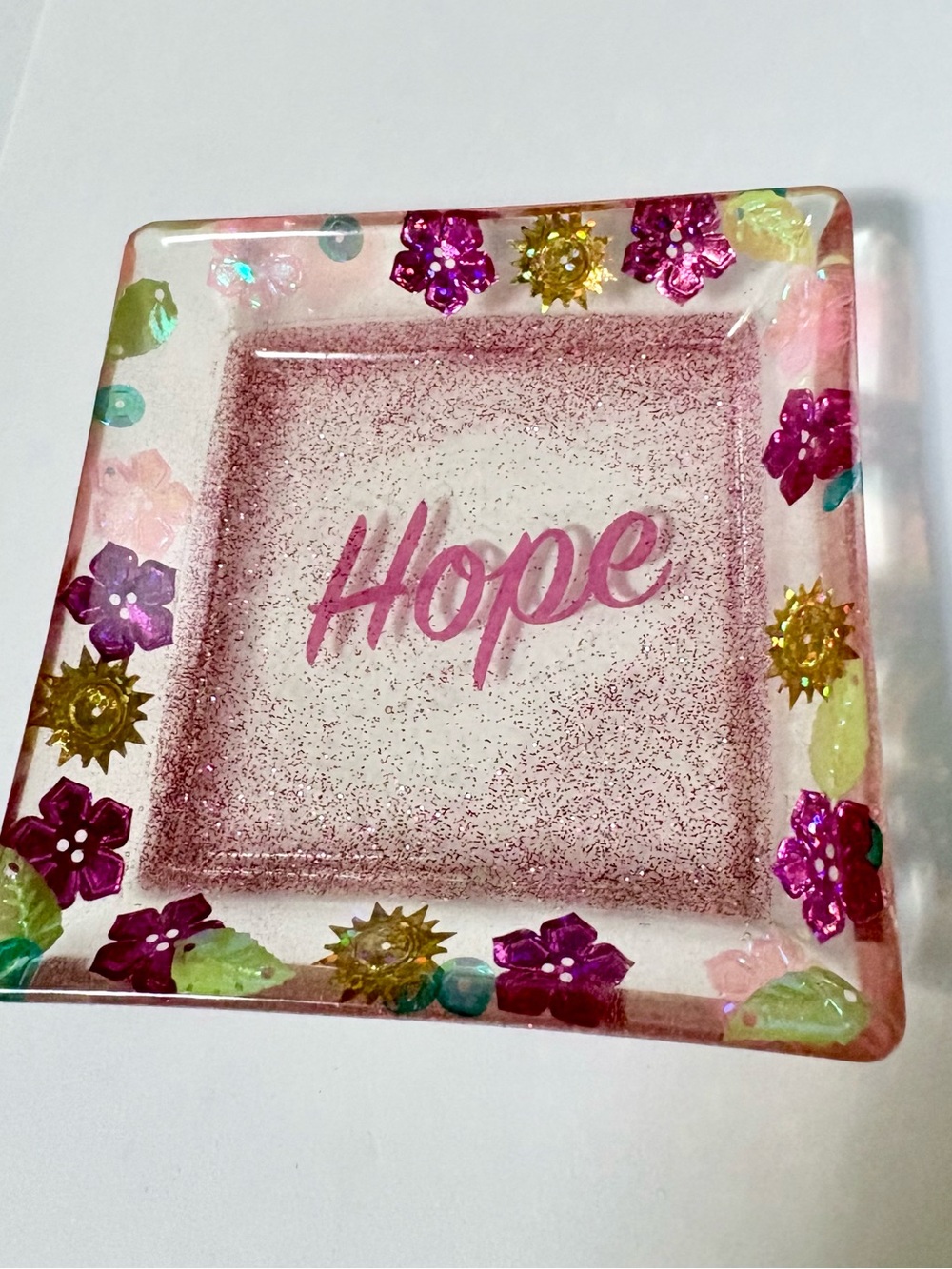 Hope Decorative Acrylic Trinket Tray - Pink Floral